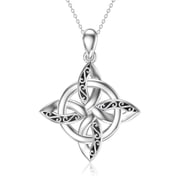 Witches Knot Necklace Sterling Silver Witch Knot Celtic Knot Pendant Necklaces Wiccan Pagan Witchy Jewelry Irish Gifts for Women