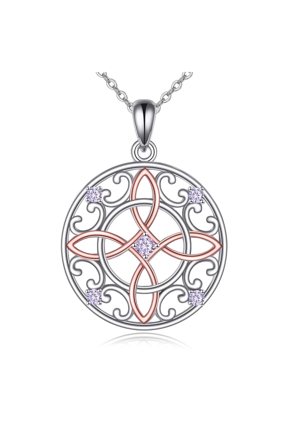 Witches Knot Necklace Sterling Silver Witch Knot Celtic Knot Pendant Necklaces Wiccan Witchy Jewelry Irish Gifts for Women