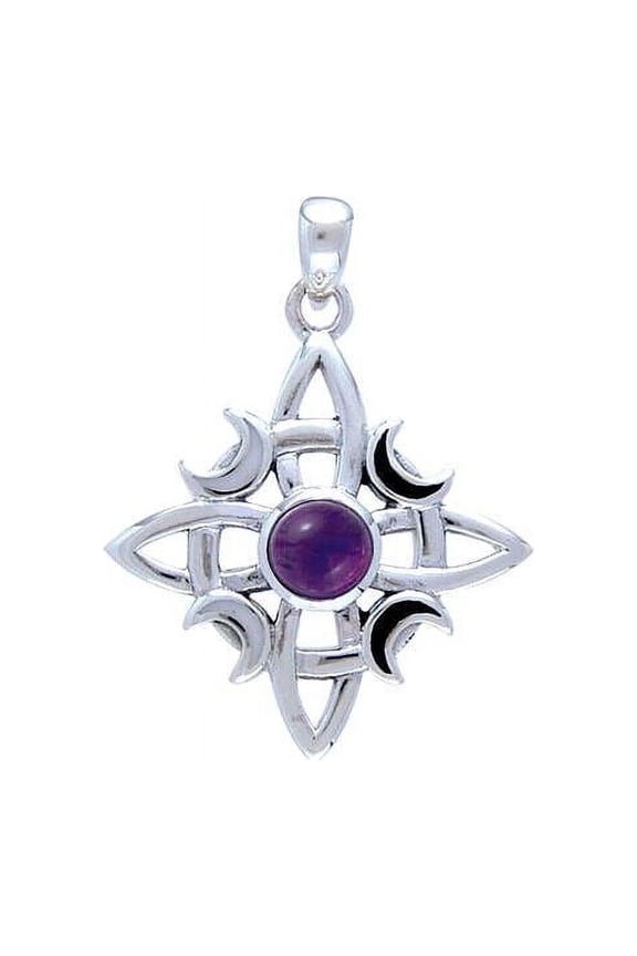 Witches Knot Pendant Moon 925 Sterling Silver Gemstone Magic Fine Wiccan Jewelry