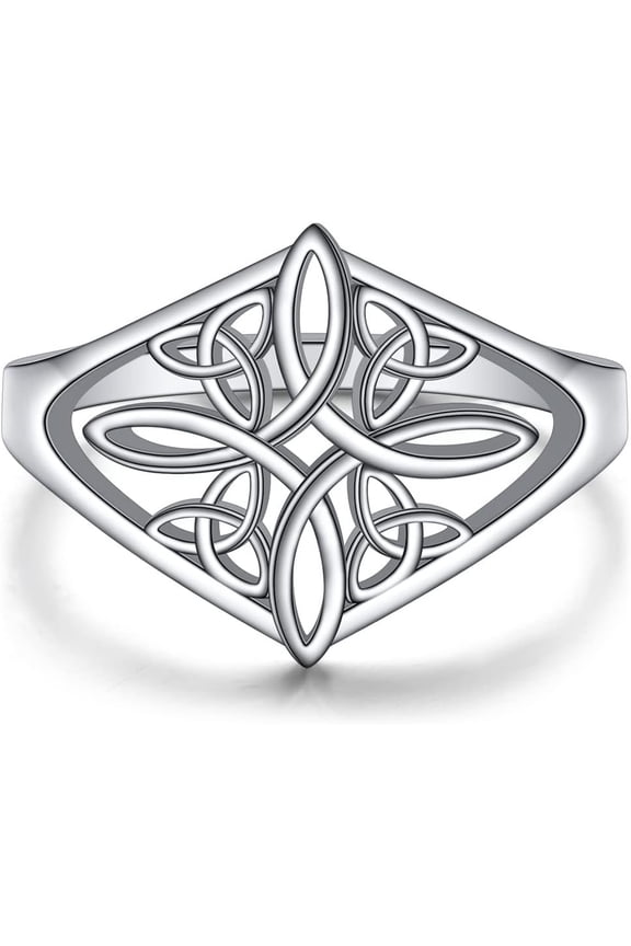 Witches Knot Ring 925 Sterling Ring Celtic Knot Heart High Polish Tarnish Resistant Eternity Wedding Band Stackable Ring Irish Gifts for Women