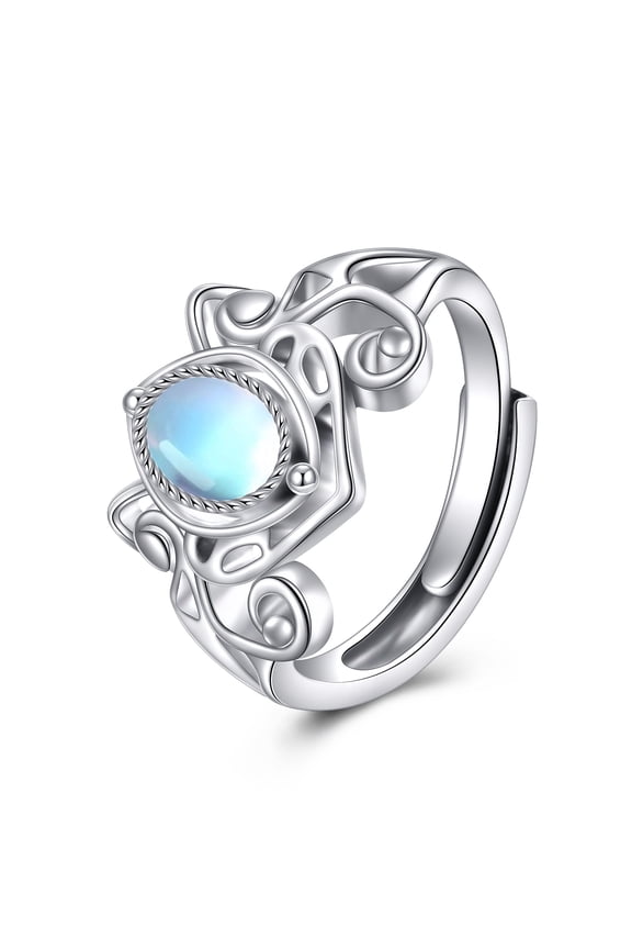 Witches Knot Ring 925 Sterling Silver Moonstones Witch Rings Good Luck Irish Pagan Celtic Knot Wiccan Jewelry Gifts for Women Size 7 (1-Moonstones Witch Ring)