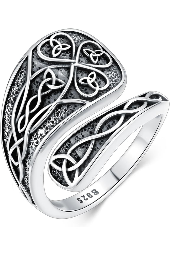 Witches Knot Spoon Rings for Women 925 Sterling Silver Spoon Ring Vintage Celtic Knot Witch Rings Celtic Knot Adjustable Thumb Ring Gifts for Women