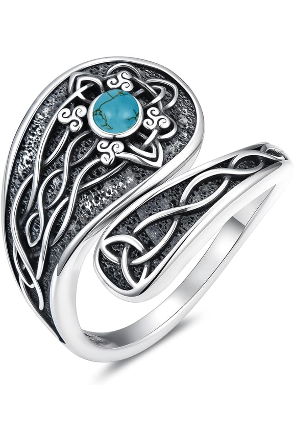 Witches Knot Spoon Rings for Women 925 Sterling Silver Spoon Ring Vintage Celtic Knot Witch Rings Celtic Knot Adjustable Thumb Ring Gifts for Women