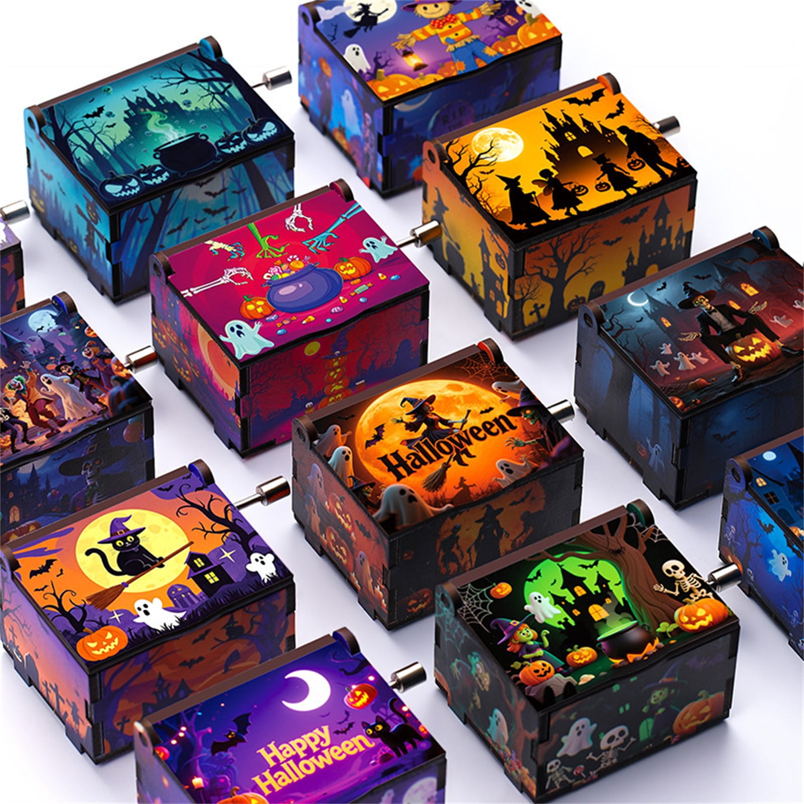 Witches Music Box with Halloween Christmas Theme, Hand Cranked No ...