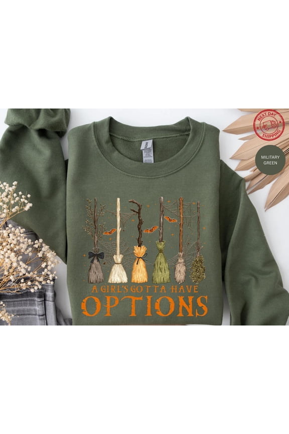 Witches Options Halloween Sweatshirt - Retro Spooky Crewneck - Feeling Witchy Fall Sweater