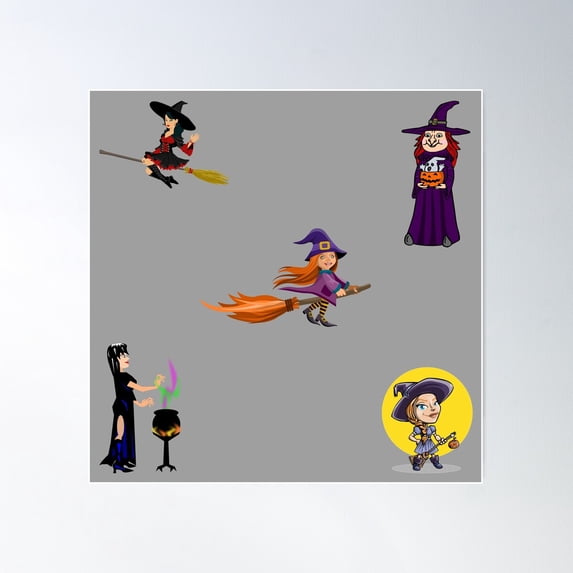 Witches, Witches, Witches Poster Wall Art, Modern Wall Decor For Living Room Bedroom, 24x24 UNFRAMED