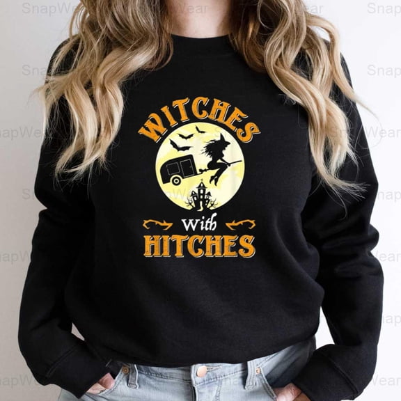 Witches With Hitches Funny Halloween RV Camper Camping Trailer Boo T-Shirt, SW, Hoodie Unisex, up to 5XL