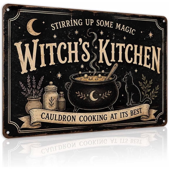 Witchs Kitchen Stirring up Some Magic Cauldron Cooking at Its Best Vintage Wall Art Decor for Home Kitchen