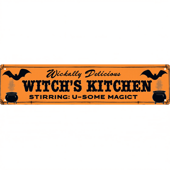 Witchs Kitchen Themed Tin Signs 16*4 Inches "Witch's Kitchen" Kitchen, Bedroom, Bar Decor Mushroom Kitchen Decor, Vintage Decor For Home, Outdoor Sign