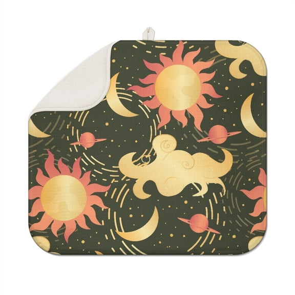 Witchy Aesthetic Drying Mat - Bohemian Starry Night Print, Heat Resistant & Multipurpose Kitchen Mat