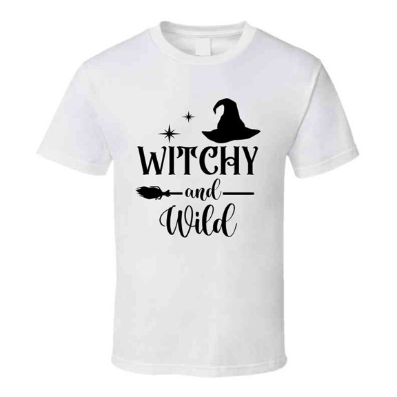 Witchy And Wild Funny Halloween Tee Cool Fall T-shirt Holiday Novelty T Shirt