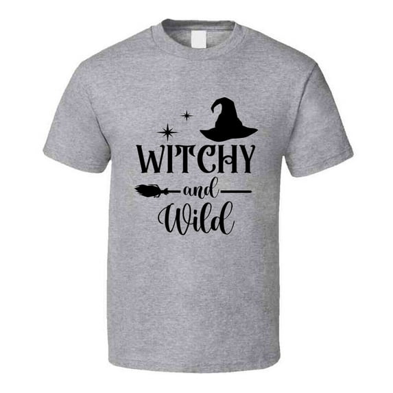 Witchy And Wild Funny Halloween Tee Cool Fall T-shirt Holiday Novelty T Shirt
