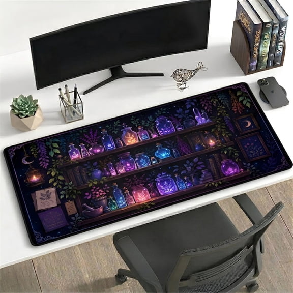 Witchy Apothecary Desk Mat, Large Gaming Mouse Pad, Witchy Aesthetic Desk Pad, Cute Magic Deskmat, Cozy Gaming Setup Office Decor - 80x30