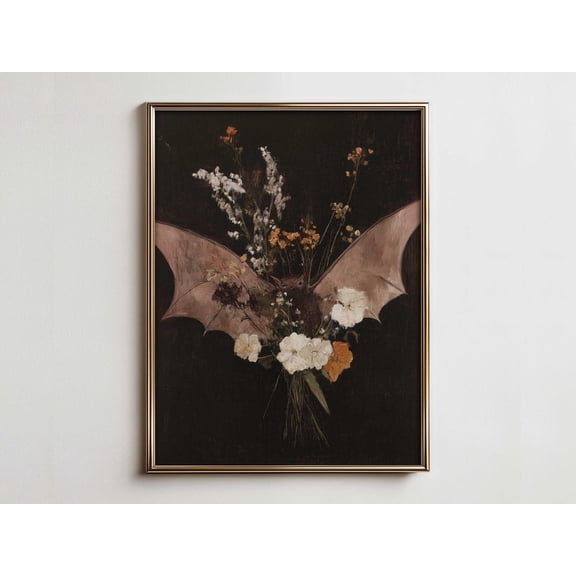 Witchy Bat Art Print, Dark Academia Farmhouse Decor Home Decor #3020, 8x12 UNFRAMED