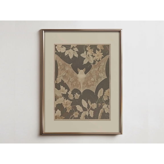 Witchy Bat Art Print, Dark Academia Farmhouse Decor Unframed Paper Print
