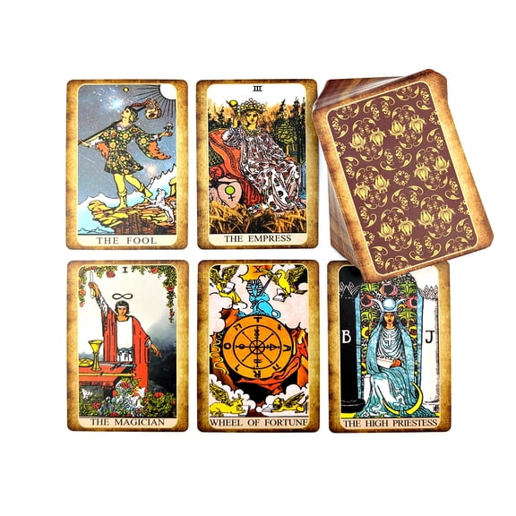 Witchy Cauldron Mini Tarot Cards Deck with Guidebook Pocket Size Small Tarot Deck, Classic Rider Waite Imagery, 78 Cards, Playing Card Size, Linen Finish | Travel Tarot Deck for Beginners
