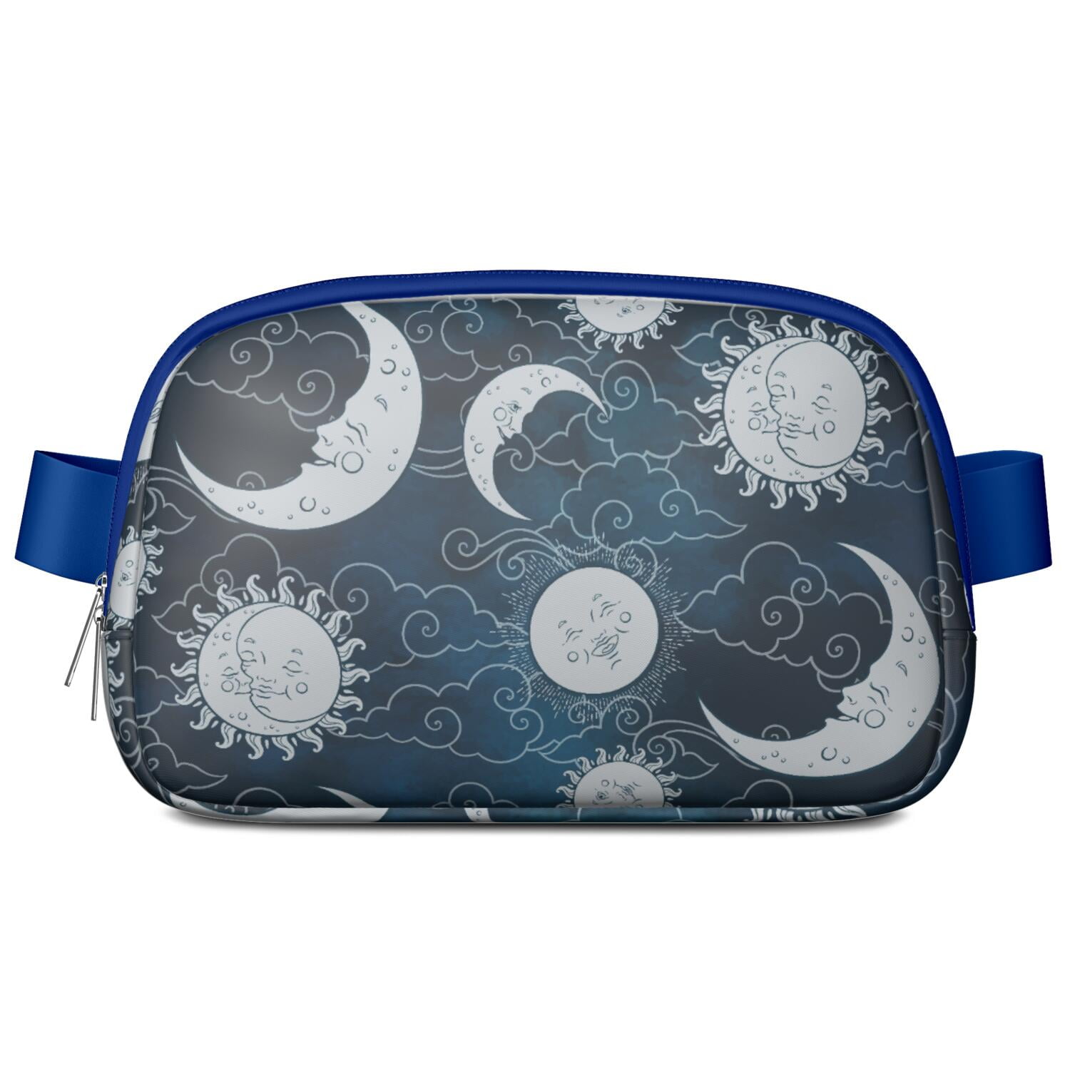 Witchy Celestial Belt Bag – Gothic Sun and Moon Print Fanny Pack with Mystical Star Pattern, Astrology-Inspired Spiritual Design