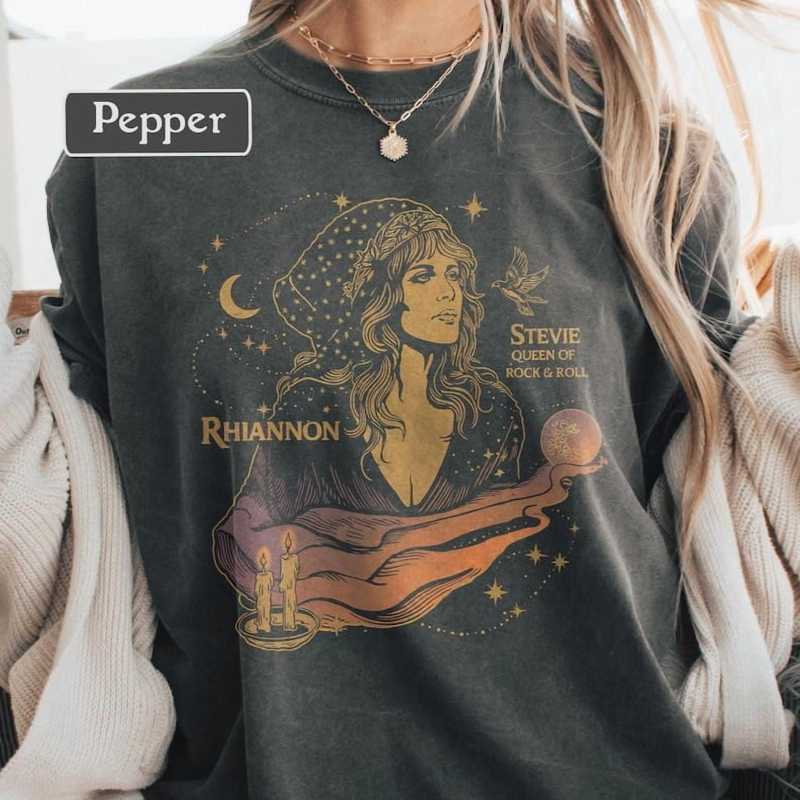 Witchy Celestial Festival Vintage Rock Music Distressed Graphic T-Shirt ...