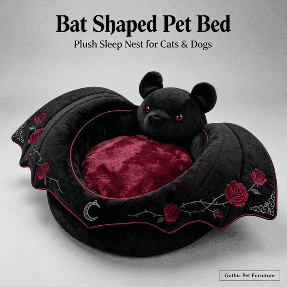 Spape Design Witchy Crescent Moon Gothic Cat Bed – Rose & Black Design ,Unique ...