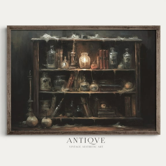 Witchy Curio Cabinet, Mysterious Witchy Decor Art,973 Home Decor, 8x12 UNFRAMED