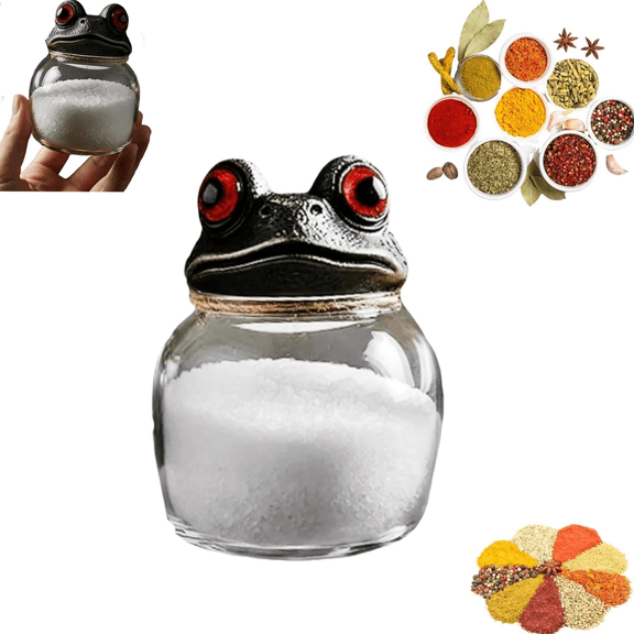 Witchy Frog Apothecary Spice Jars,Handcrafted Vintage Class Apothecary Jars with Frog Lids,Gothic Food Storage Containers,Frogs Spice Jar Fun Salt and Pepper Shakers for Tea Leaves,Mothers Day