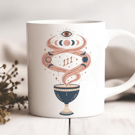 Witchy Gift Her, Angel Number Mug, Celestial Moon Coffee Cup, Mtil Spiritual Gift, Cistmas Stocking Stuffer.