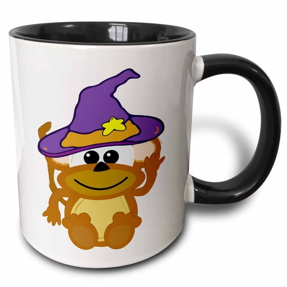 3drose, Witchy Goofkins Monkey Cartoon, 11oz Two-tone Black Mug
