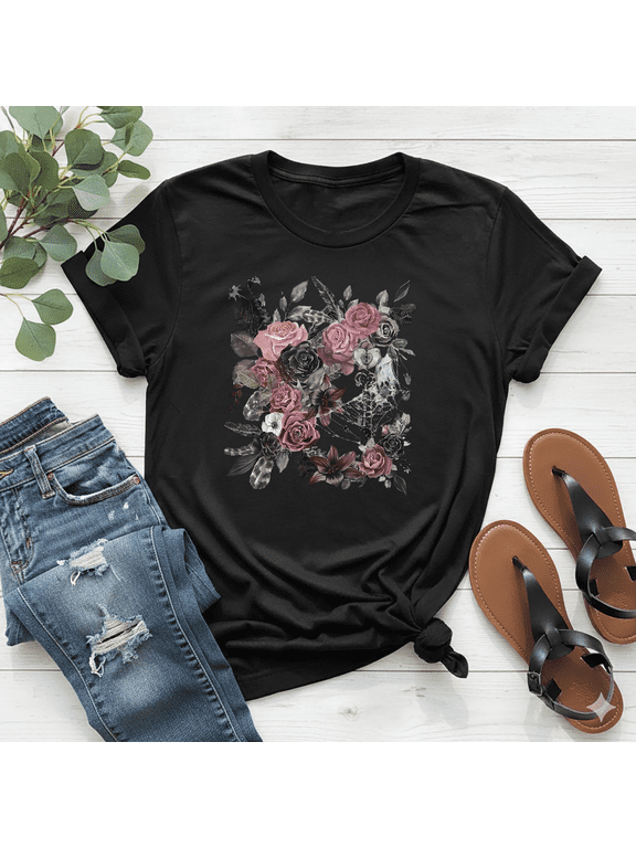 Witchy Goth Cottagecore Floral Gothic Whimsigoth Graphic Unisex T-Shirt