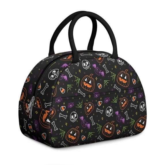 Witchy Halloween Lunch Box for Women - Spooky Insulated Reusable Bag, Leakproof Compact Cooler Tote with Interior/Exterior Pockets for Work & Parties