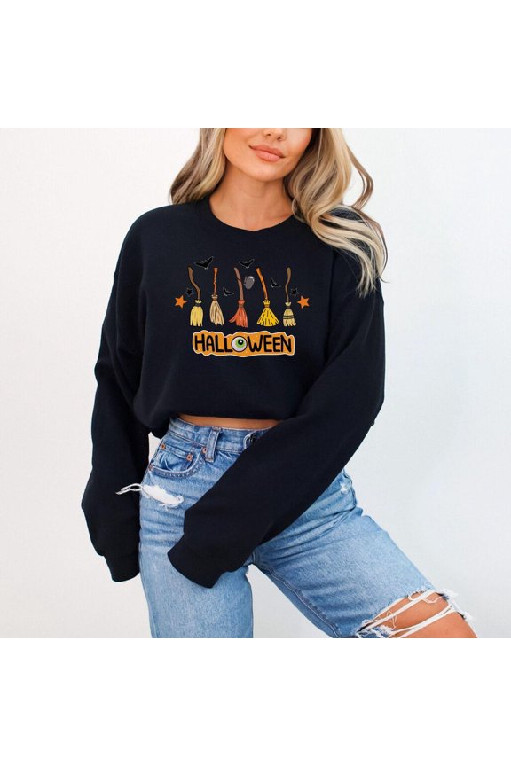 Witchy Halloween Sweatshirt Sweatshirt, Cute Simple Halloween Costume | Halloween Unisex Crewneck Sweatshirt