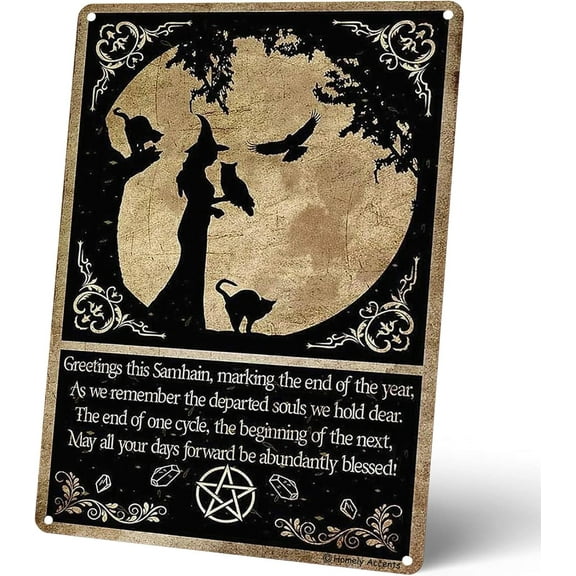 Witchy Home Kitchen Decor Tin Signs, Vintage Farmhouse Metal Sign for Witchcraft Lovers, Bathroom Porch Wall Decor 8x12 Inches