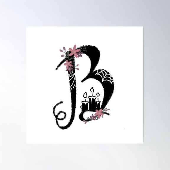 Witchy Letters: B Poster Wall Art, Modern Wall Decor For Living Room Bedroom, 16x16 UNFRAMED