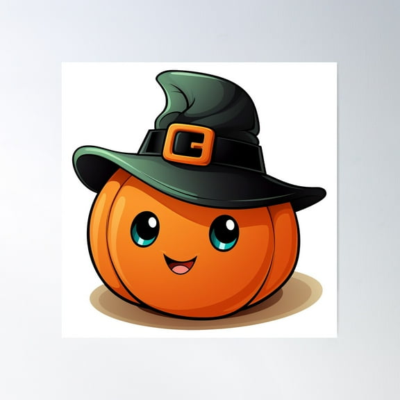 Witchy Lil Pumpkin Poster Wall Art, Modern Wall Decor For Living Room Bedroom, 16x16 UNFRAMED