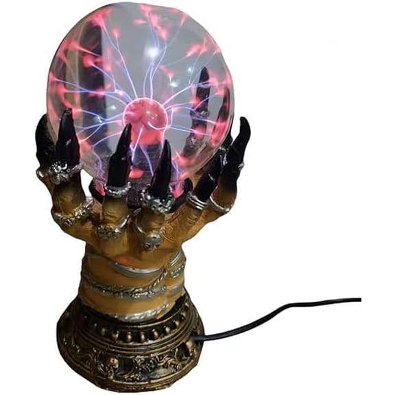 Witchy Plasma Crystal Ball Lamp  Gothic Hand Holding Orb Light with Red Lightning Effect  Touch-Activated Mystic Sphere for Witchcore Decor, Halloween Table Accent, Tarot or Altar Display