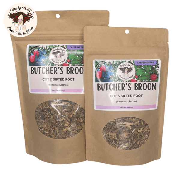 Witchy Pooh's Butcher's Broom Tea, Cut & Sifted Root, Caffeine Free