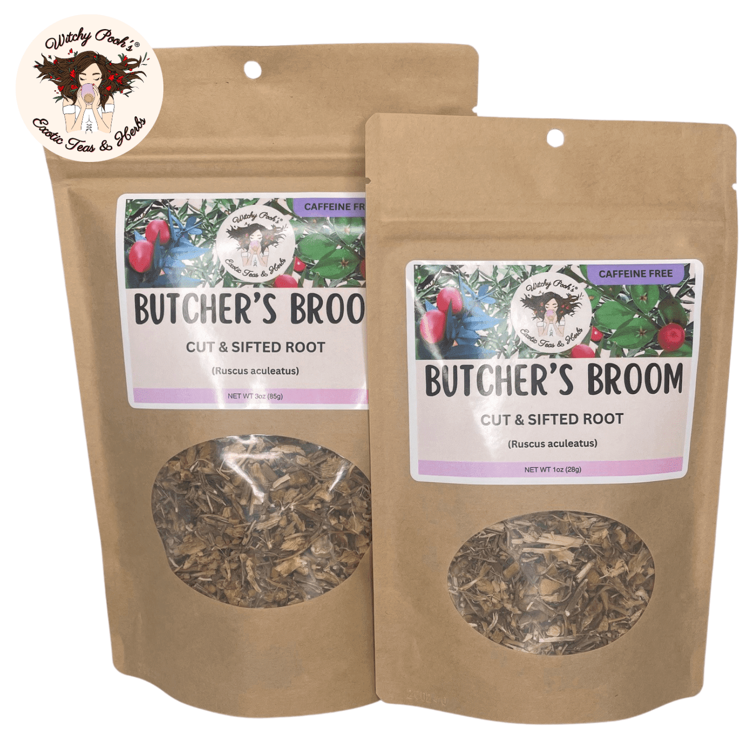 Witchy Pooh's Butcher's Broom Tea, Cut & Sifted Root, Caffeine Free ...