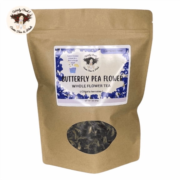 Witchy Pooh's Butterfly Pea Flower Loose Leaf Tea, Caffeine Free, 3oz Pouch
