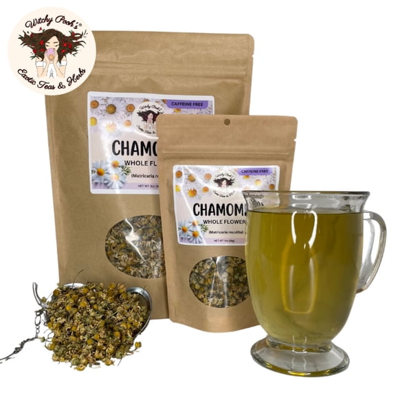 Witchy Pooh's Chamomile Loose Leaf Herbal Tea, Caffeine Free, 3 oz Pouch