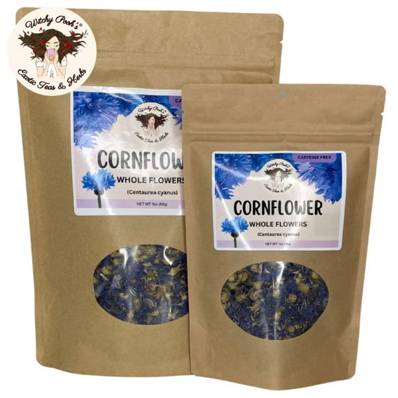 Witchy Pooh's Whole Cornflower Tea - Loose Leaf, Caffeine Free, 1oz Pouch