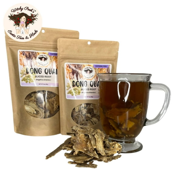 Witchy Pooh's Dong Quai Tea - Female Ginseng, Sliced Root, Caffeine Free, 3oz Pouch