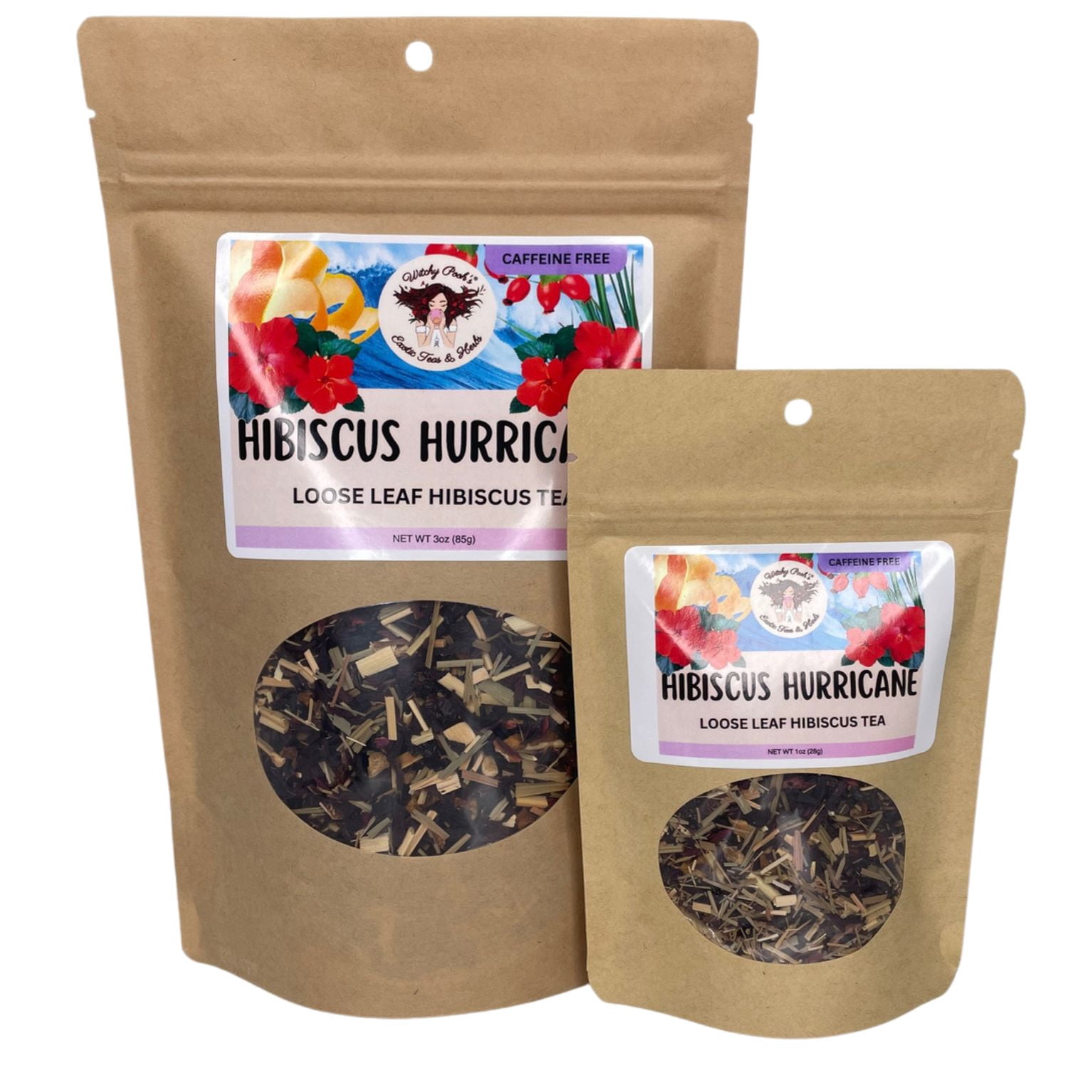Witchy Pooh's Hibiscus Hurricane Tea - Loose Leaf Hibiscus Fruit Tea, Caffeine Free, 1oz