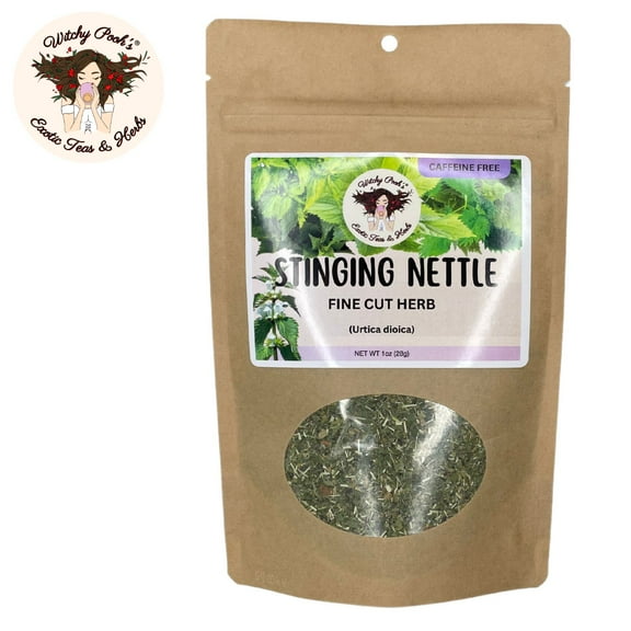 Witchy Pooh's Stinging Nettle Tea - Loose Leaf, Fine Cut, Caffiene Free, 1oz Pouch