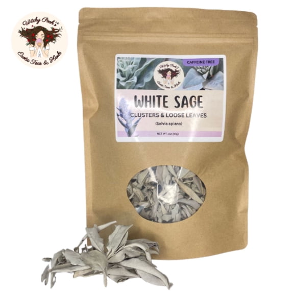 Witchy Pooh's White Sage - Clusters & Loose Leaves, Caffeine Free, 3oz