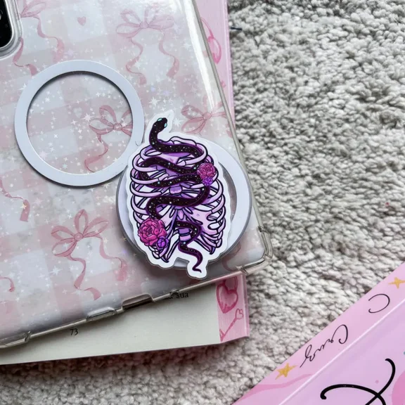 Witchy Ribcage Snake Phone Grip, Purple Galaxy Serpent Holder