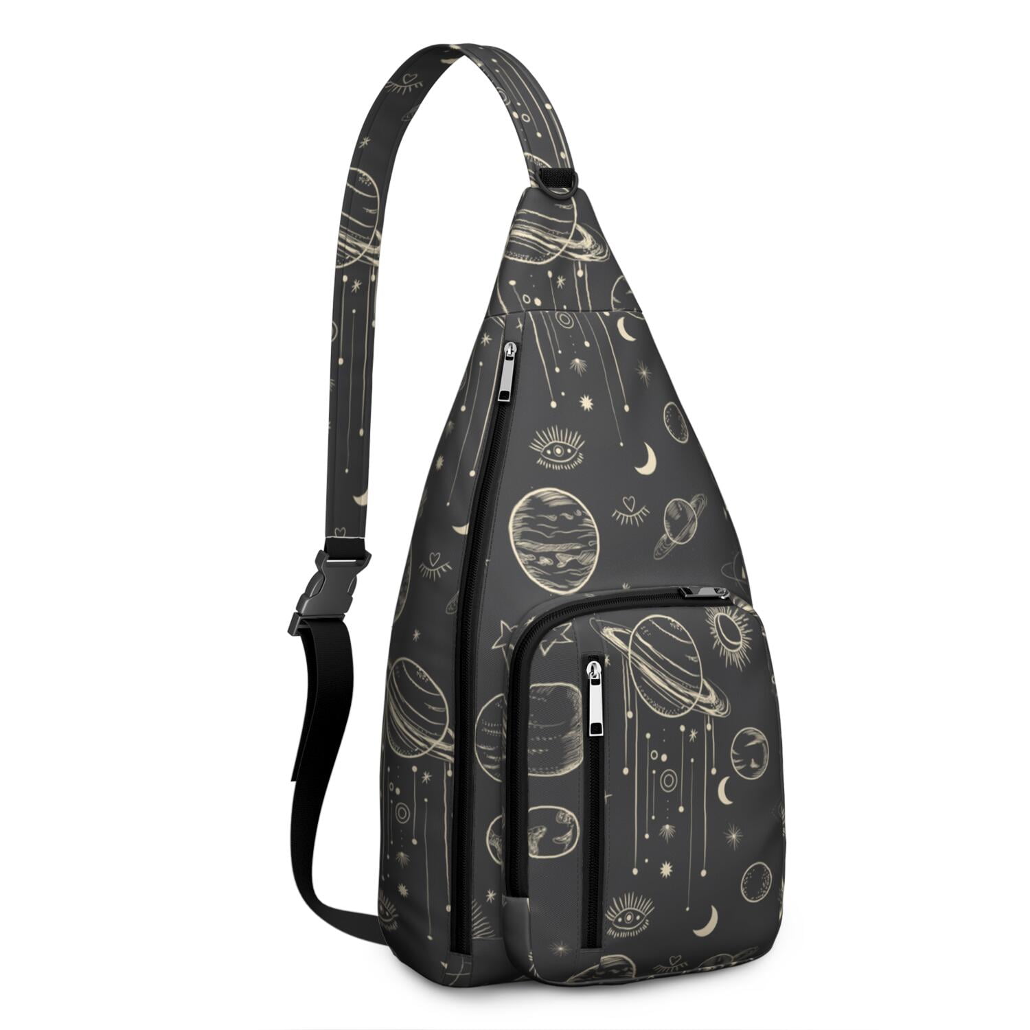 Witchy Sling Bag - Dark Mystical Moon & Stars, Gothic Aesthetic Crossbody Bag, Unisex & Lightweight for Travel