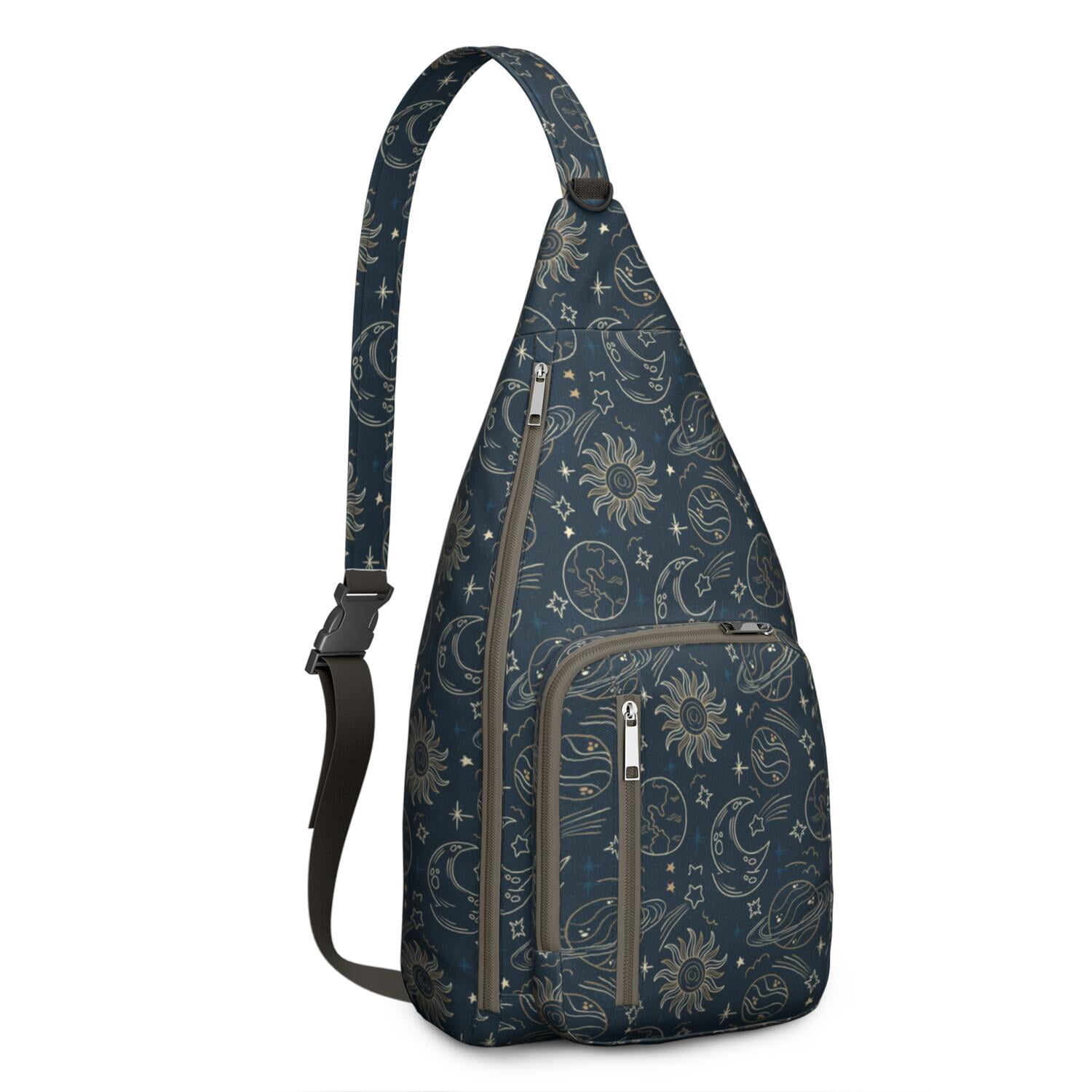 Witchy Sling Bag - Dark Mystical Moon & Stars, Gothic Aesthetic Crossbody Bag, Unisex & Lightweight for Travel