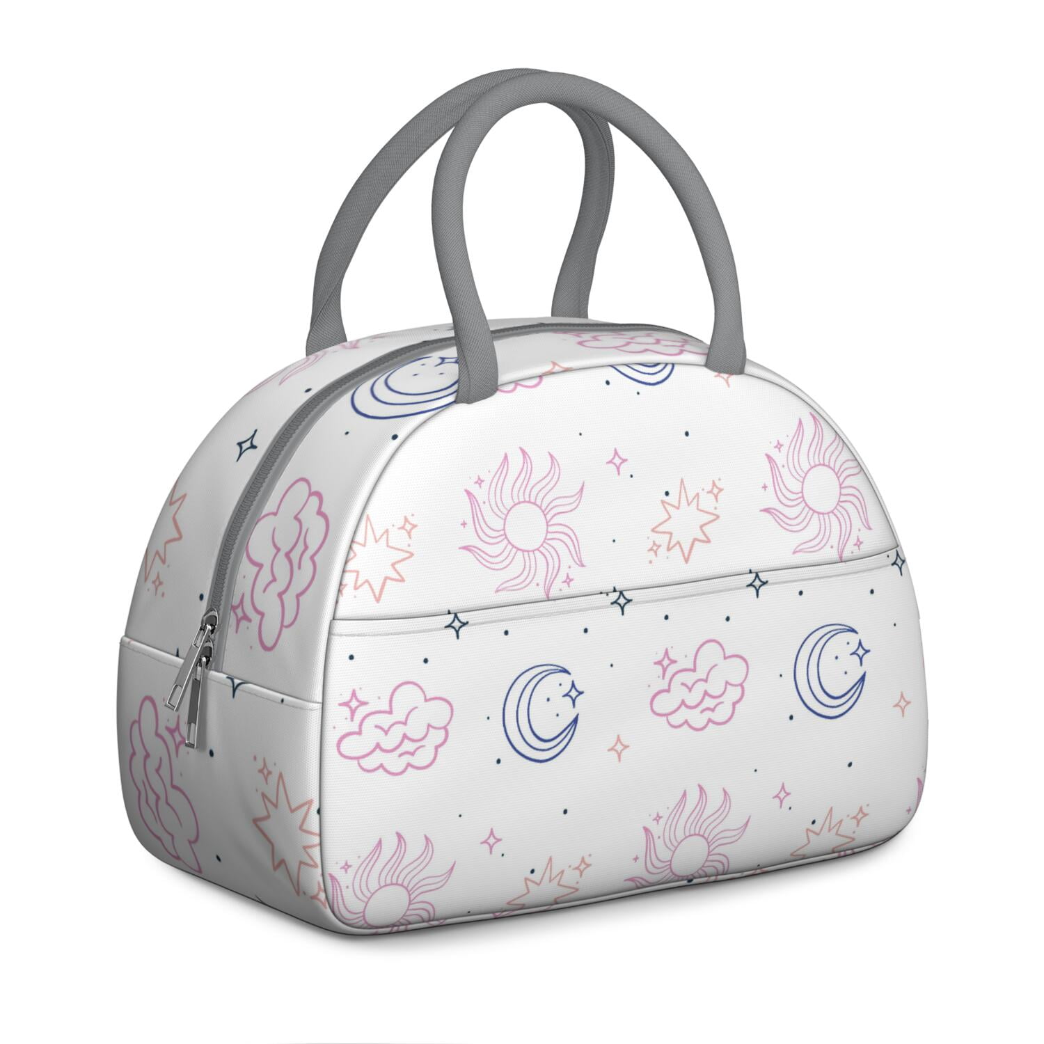 Witchy Spiritual Lunch Bag for Women, Gothic Sun and Moon Pattern with Starry Sky Print, Leakproof Thermal Tote for Work, Travel, or Meal Prep