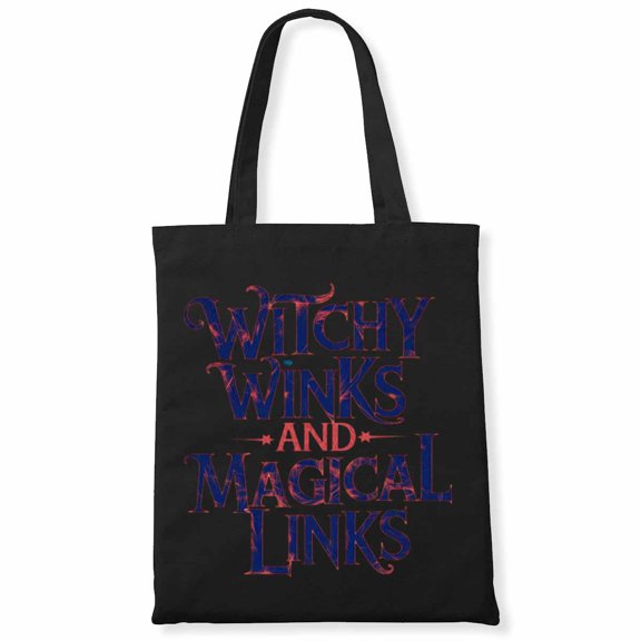 Witchy Winks and Magical Links - Halloween Witch Canvas Bag 1Pc