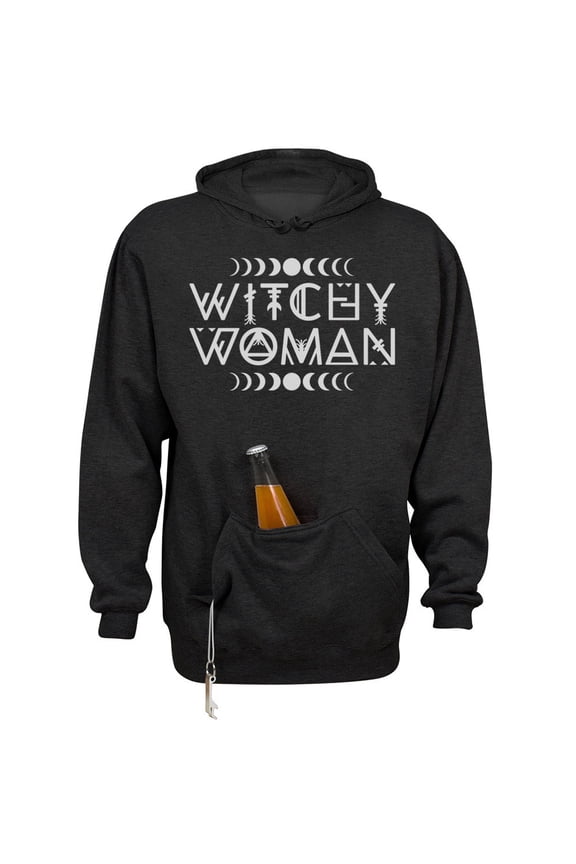 Witchy Woman Beer Holder Tailgate Hoodie Sweatshirt Unisex 3X-Large Black