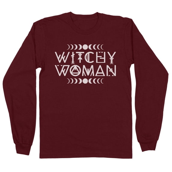 Witchy Woman Long Sleeve Shirt Unisex Large Maroon